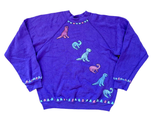 Vintage 80s Sweats Express Hand Painted Dinosaur Sweatshirt Medium