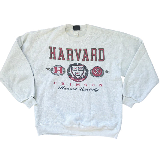 Vintage 90s Harvard University Single Stitch Inside Out Sweatshirt Large Rare