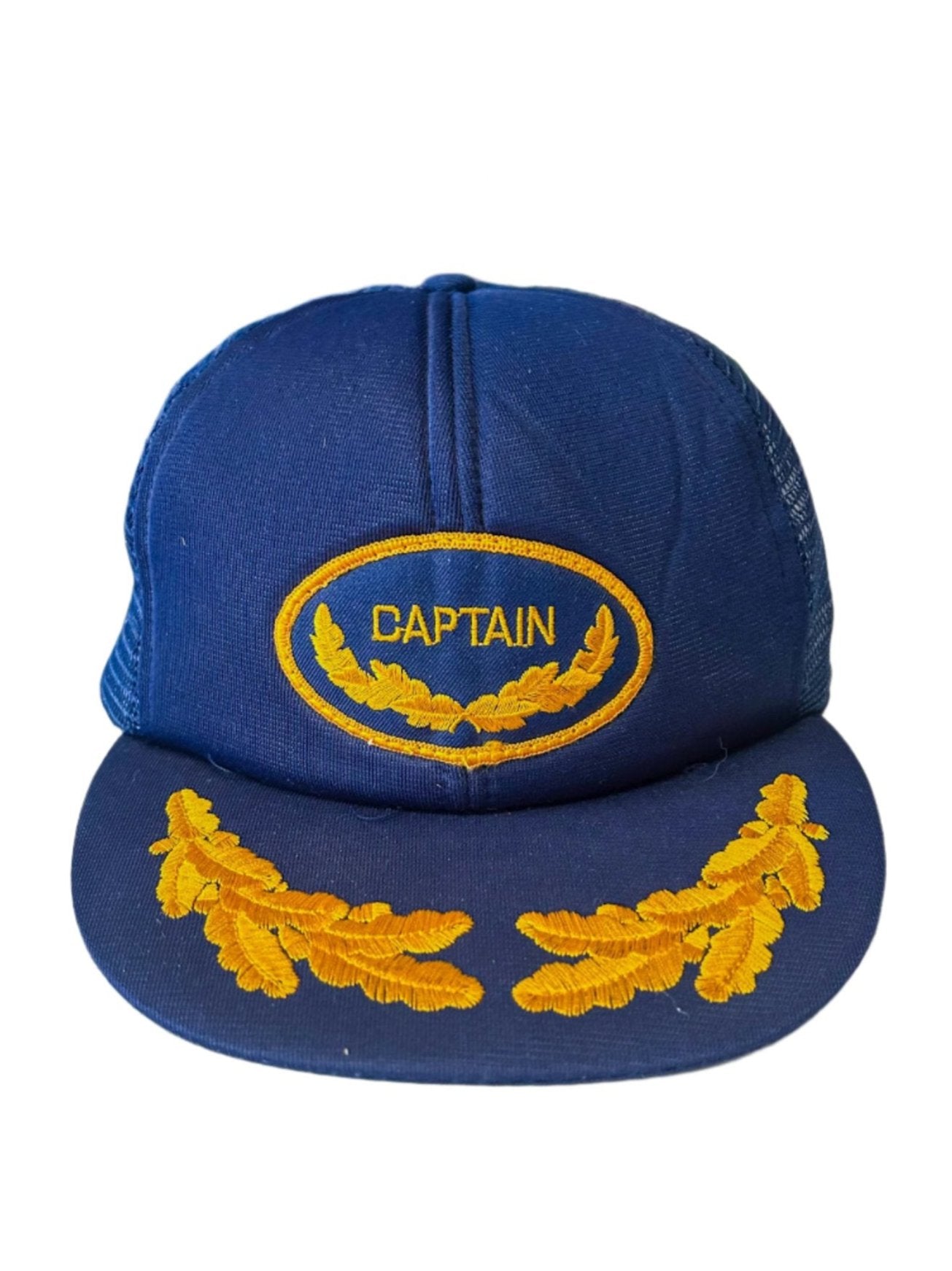 Vintage 1990s Blue Embroidered Captain Trucker Cap