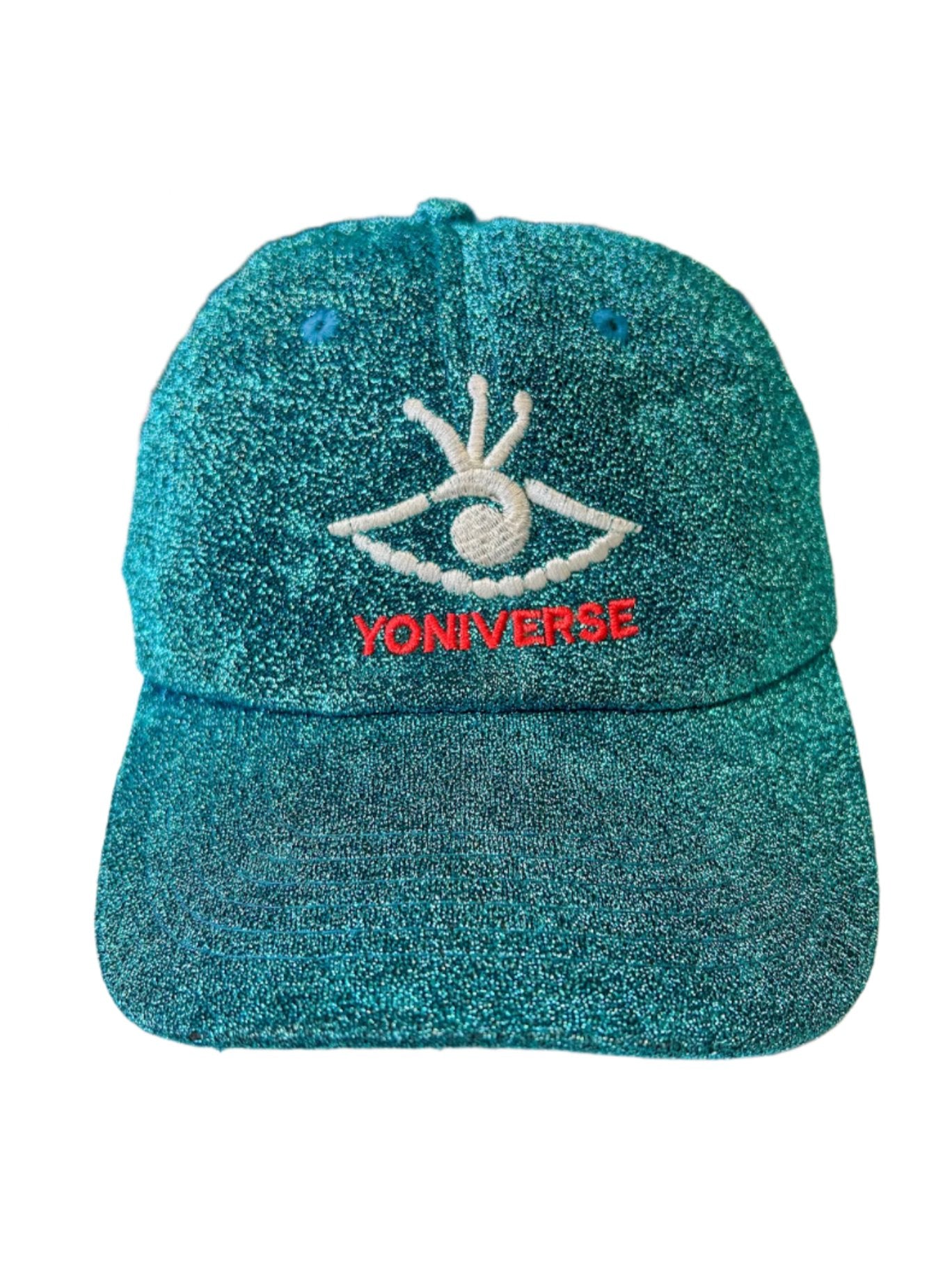 Yoniverse Embroidered Green Glitter Cap