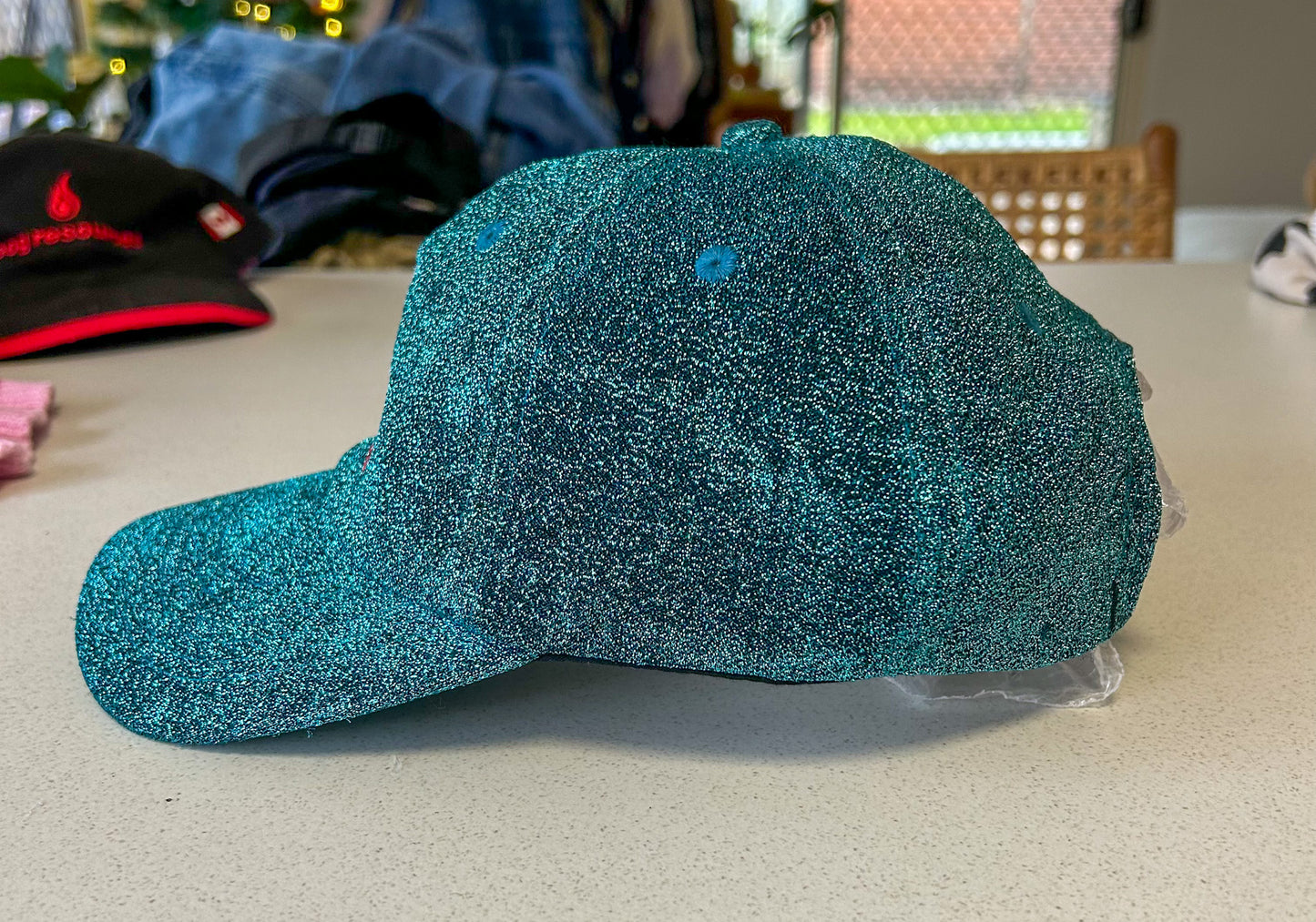 Yoniverse Embroidered Green Glitter Cap