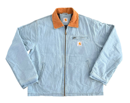 Carhartt Blue Canvas Jacket Corduroy Collar, XL