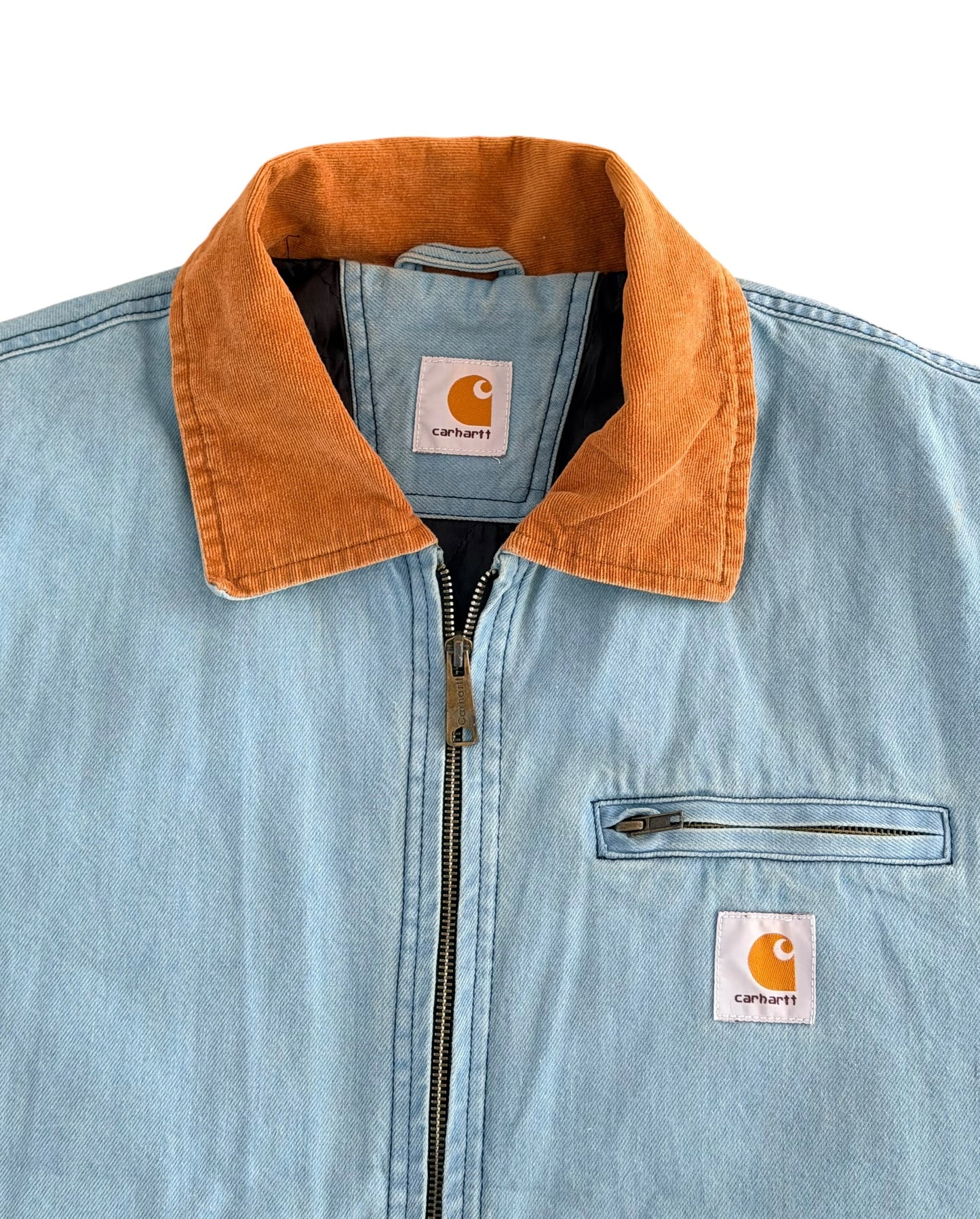 Carhartt Blue Canvas Jacket Corduroy Collar, XL