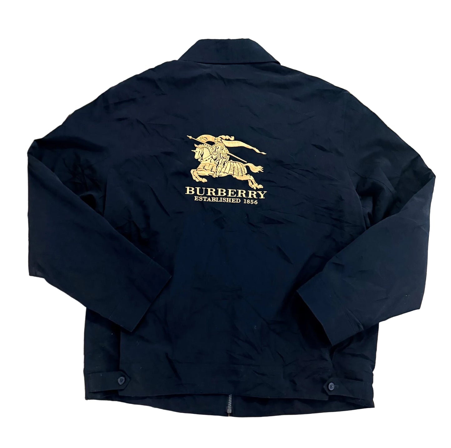 Vintage 90s Burberrys Made In England Black Embroidered Collared Jacket Large