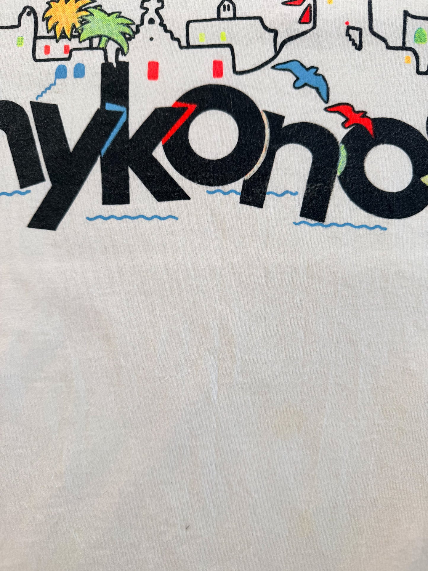 Mykonos Greece Graphic Location T-Shirt, Large