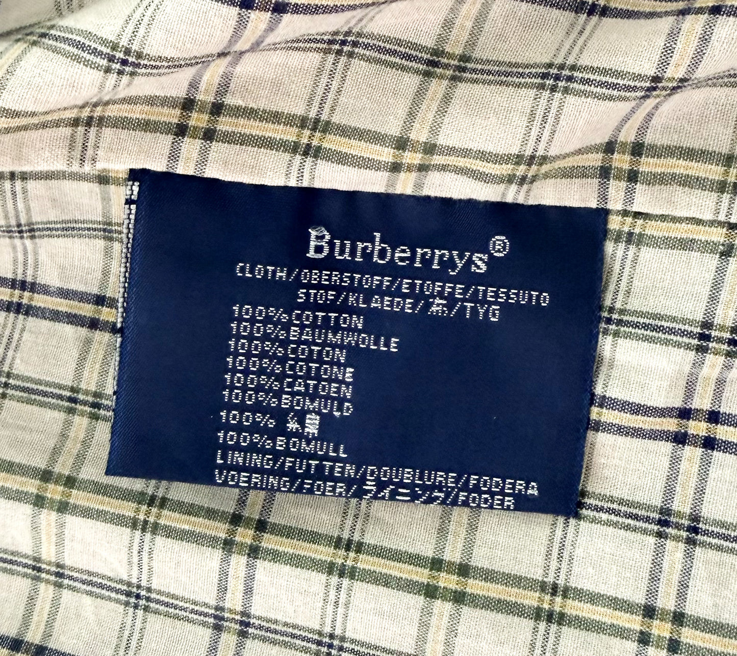 Vintage 90s Burberrys Made In England Embroidered Back Blue Collared Jacket XL