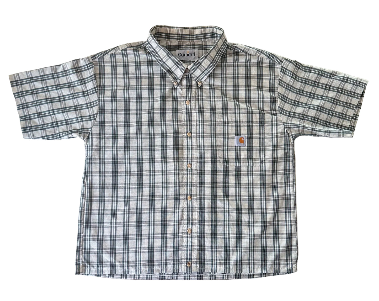 Carhartt Rework Box Fit Plaid Short Sleeve Button Up Workwear Shirt Size Large