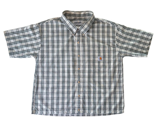 Carhartt Rework Box Fit Plaid Short Sleeve Button Up Workwear Shirt Size Large