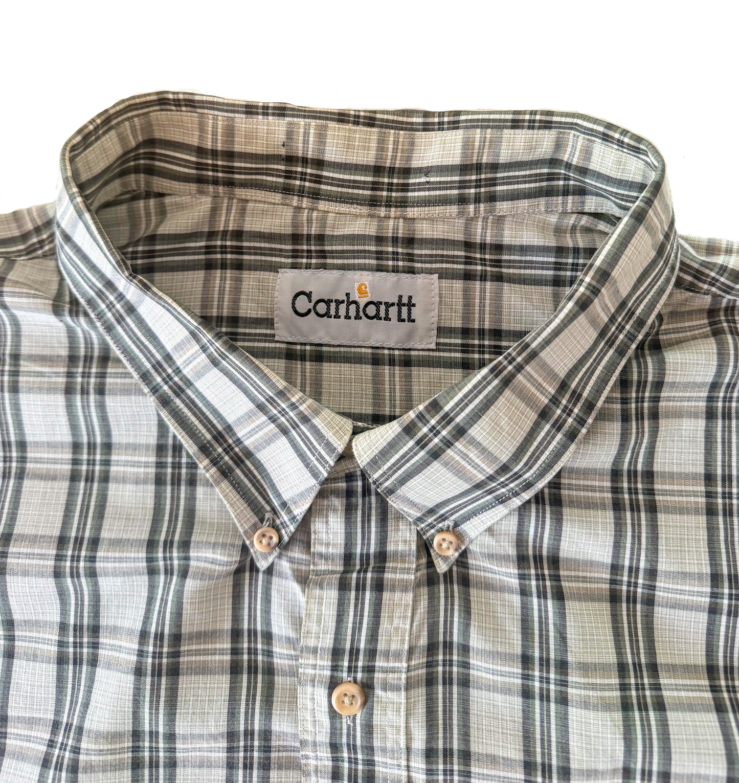 Carhartt Rework Box Fit Plaid Short Sleeve Button Up Workwear Shirt Size Large