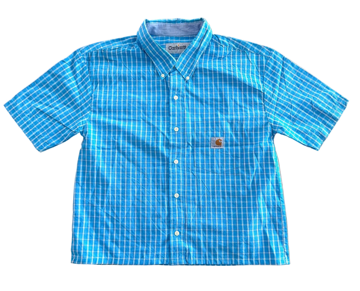 Carhartt Rework Box Fit Plaid Short Sleeve Button Up Workwear Shirt Size Medium