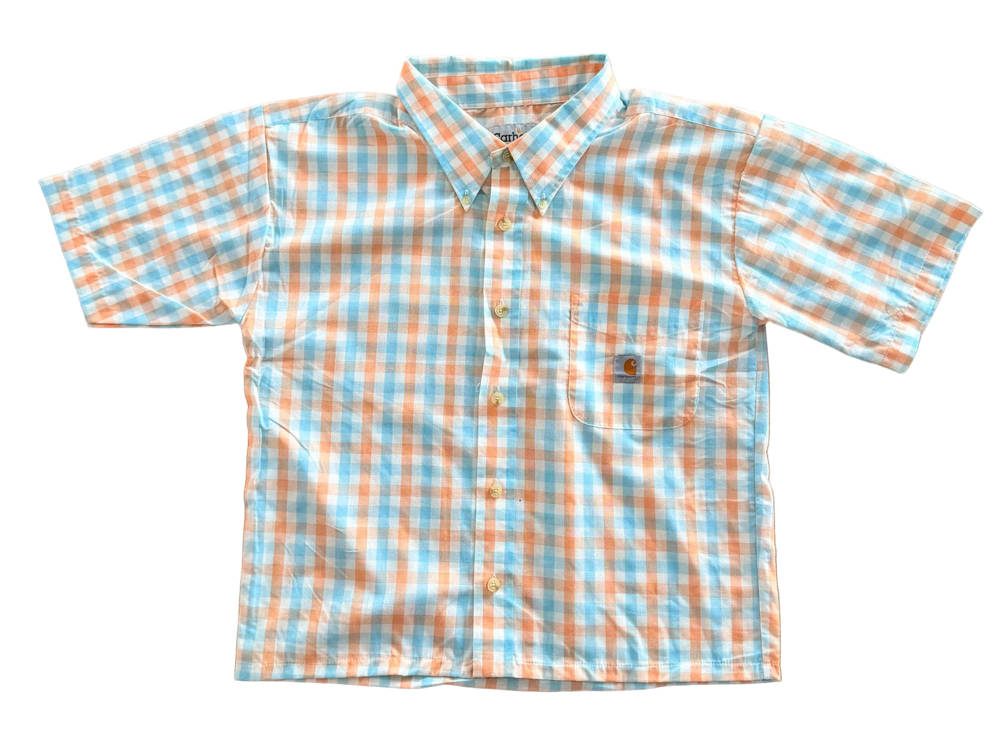 Carhartt Rework Box Fit Plaid Short Sleeve Button Up Workwear Shirt Size Medium