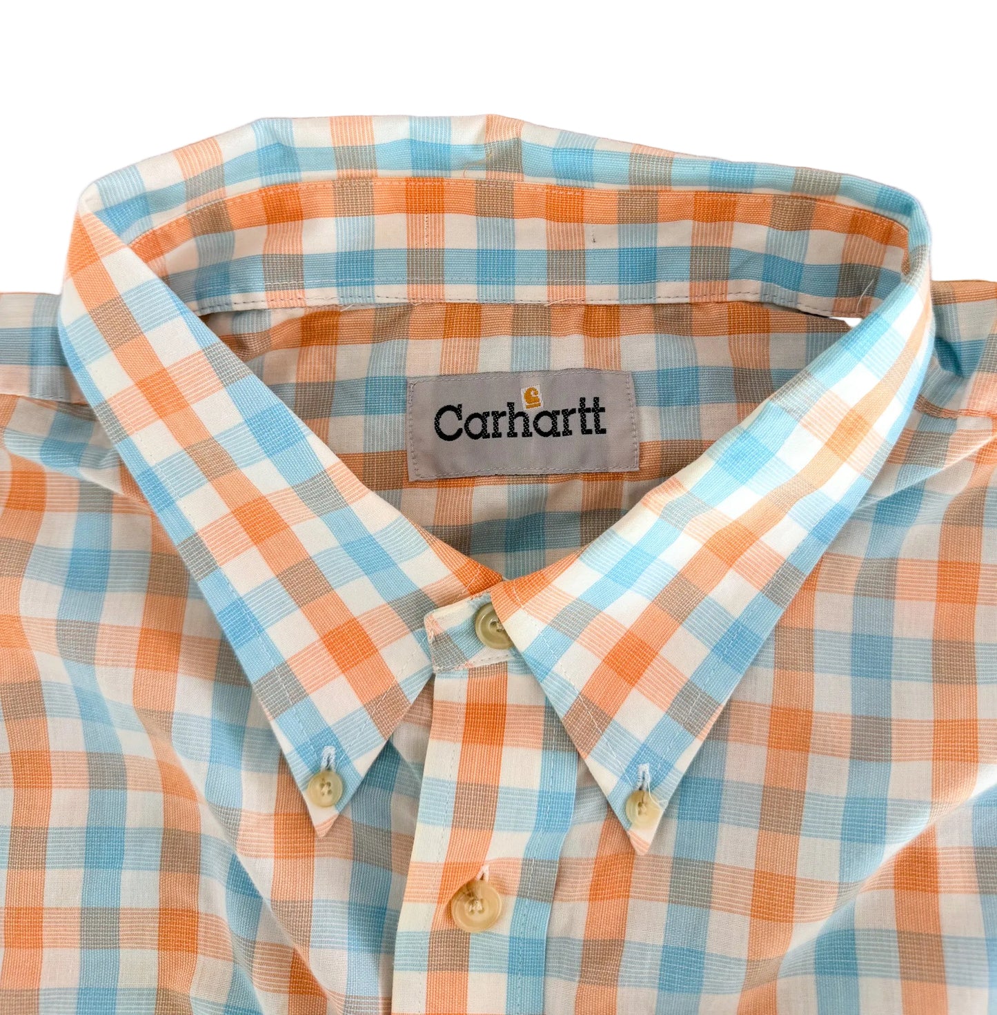 Carhartt Rework Box Fit Plaid Short Sleeve Button Up Workwear Shirt Size Medium