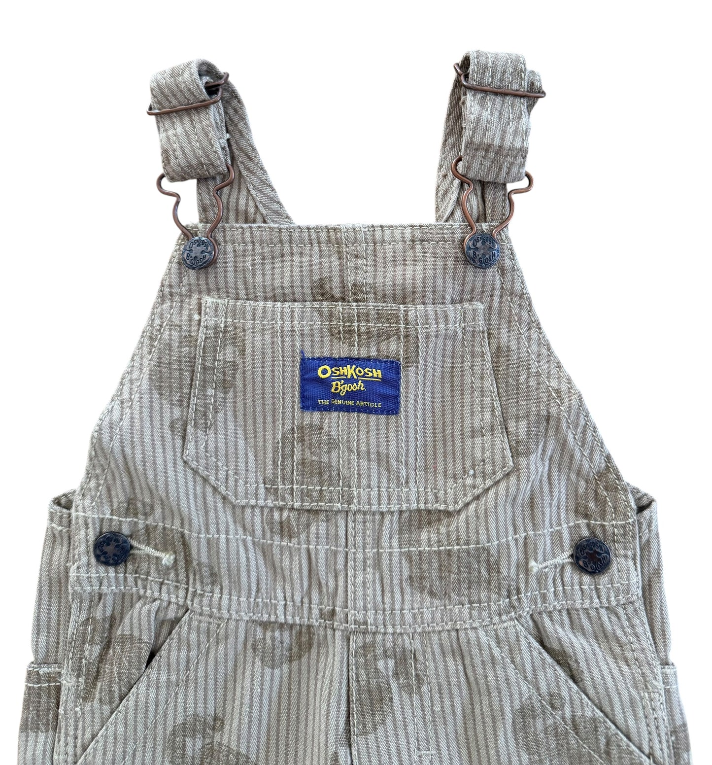 Kids OshKosh B'gosh Dinosaur Stripe Overalls, 12 Months