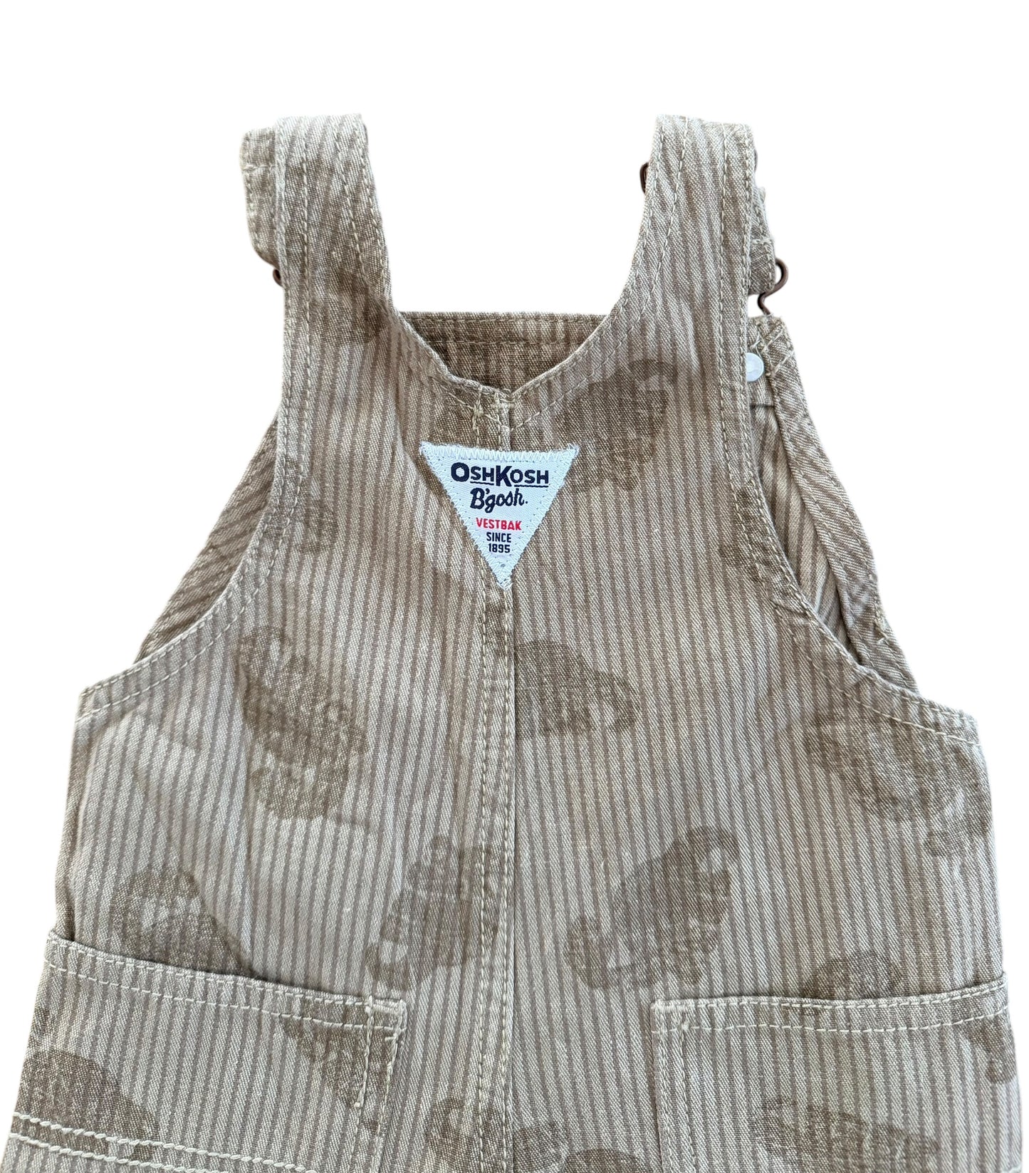 Kids OshKosh B'gosh Dinosaur Stripe Overalls, 12 Months