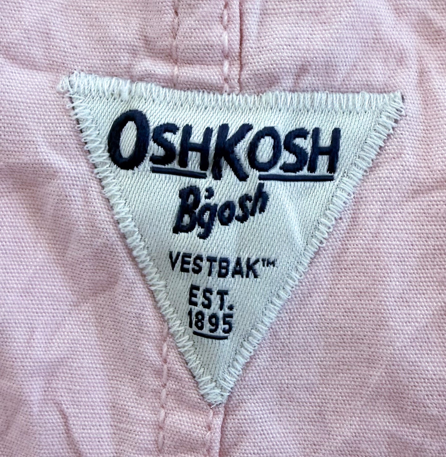 Kids OshKosh B’gosh Dusty Pink Heart Pocket Short Overalls, 4 Years