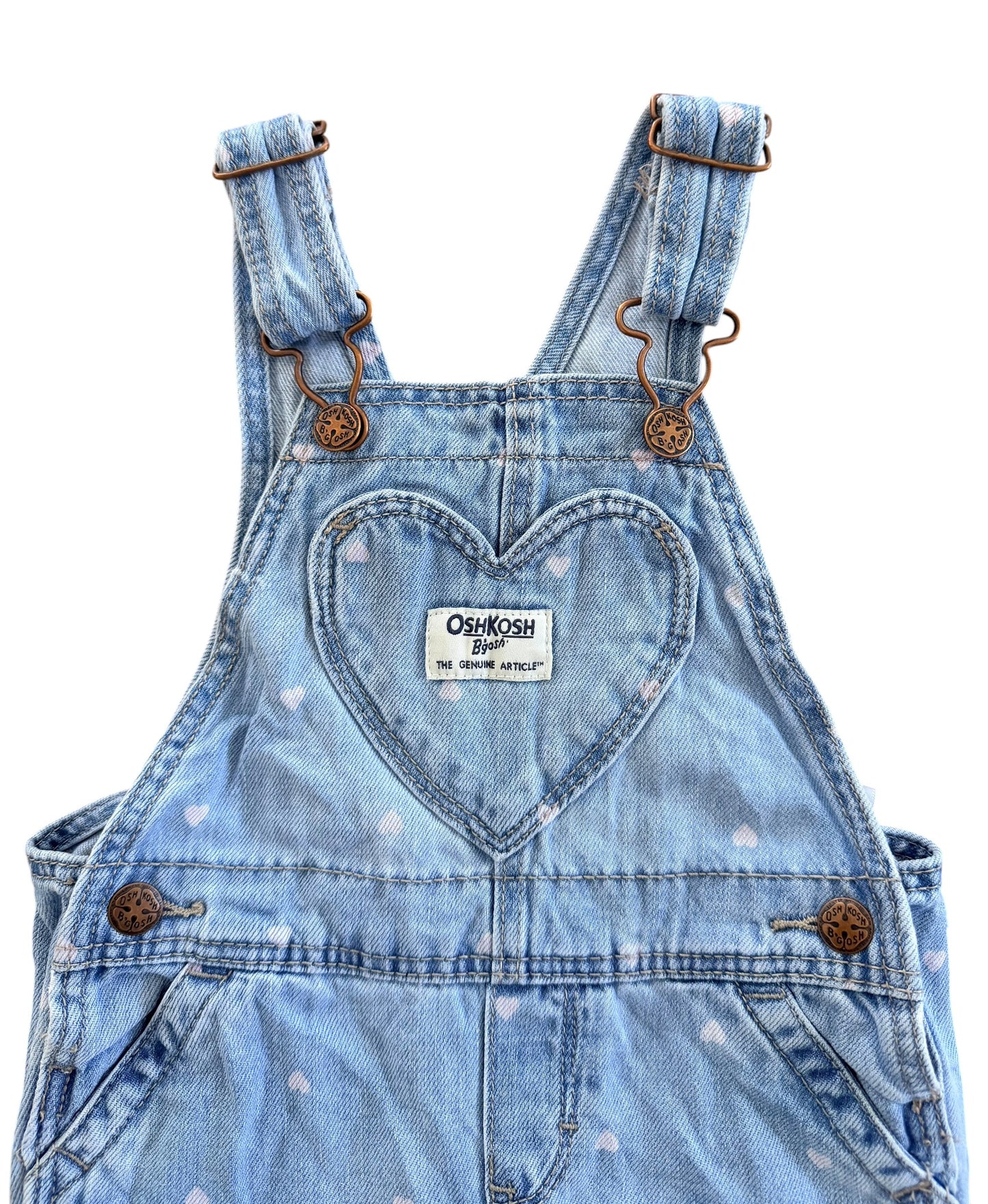 Kids OshKosh B’gosh Heart Print Denim Overalls, 18 Months