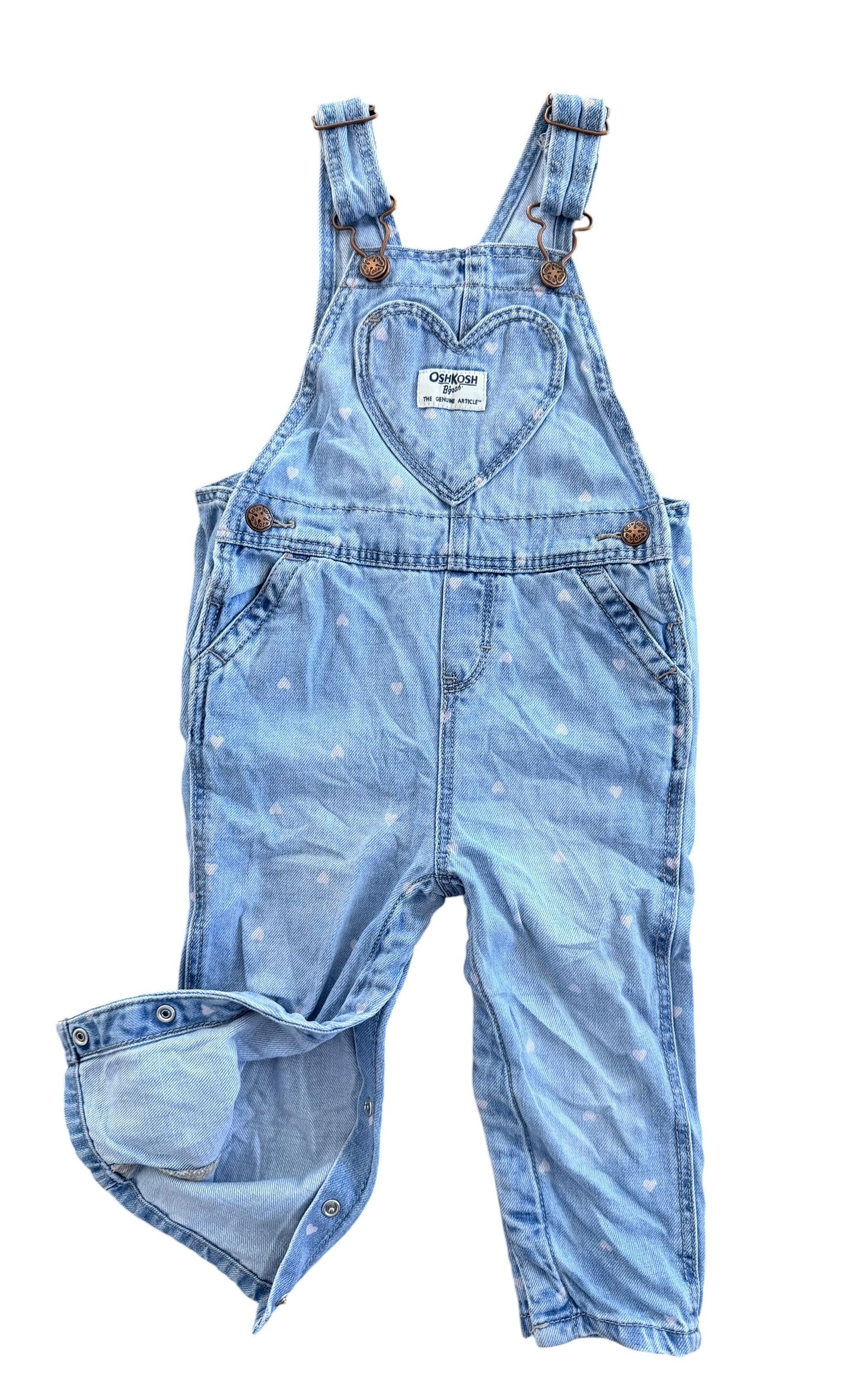 Kids OshKosh B’gosh Heart Print Denim Overalls, 18 Months