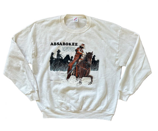 Vintage 1993 Montana Wild West Cowboy Print Made U.S.A White Sweatshirt XL