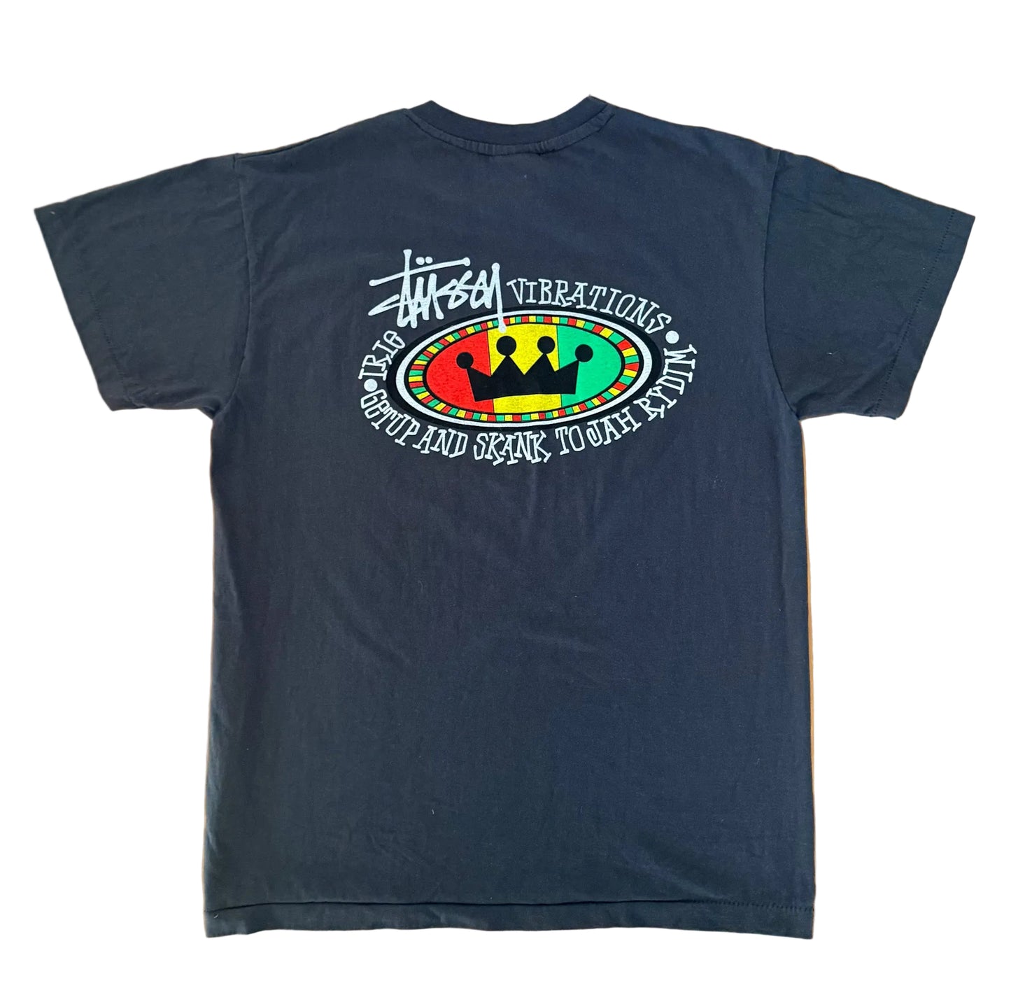 Vintage Stüssy “Big Vibe Vibrations” T-Shirt Made in USA – Large