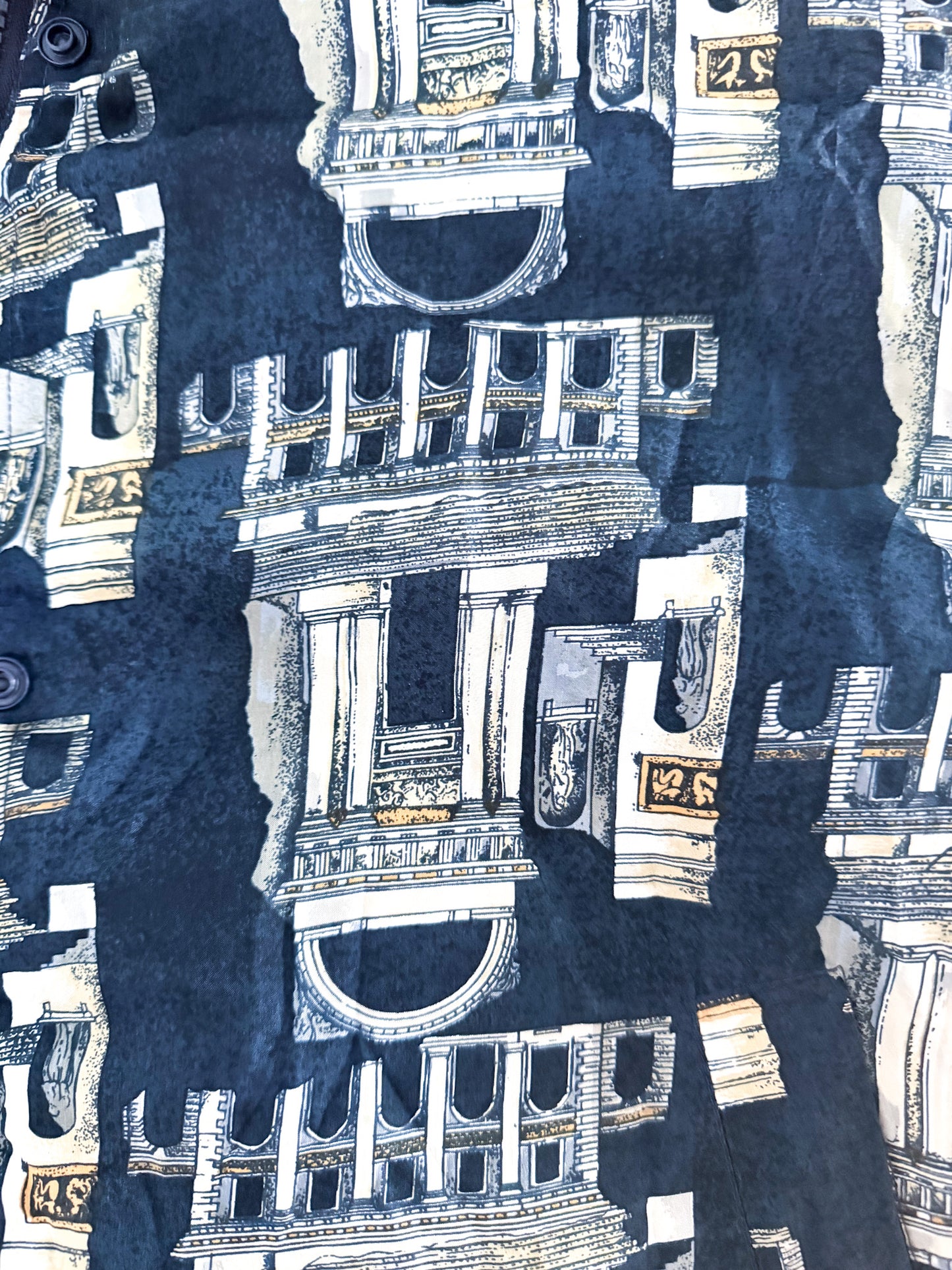 Vintage Silk Pattern Zip Jacket – 100% Silk – Size L