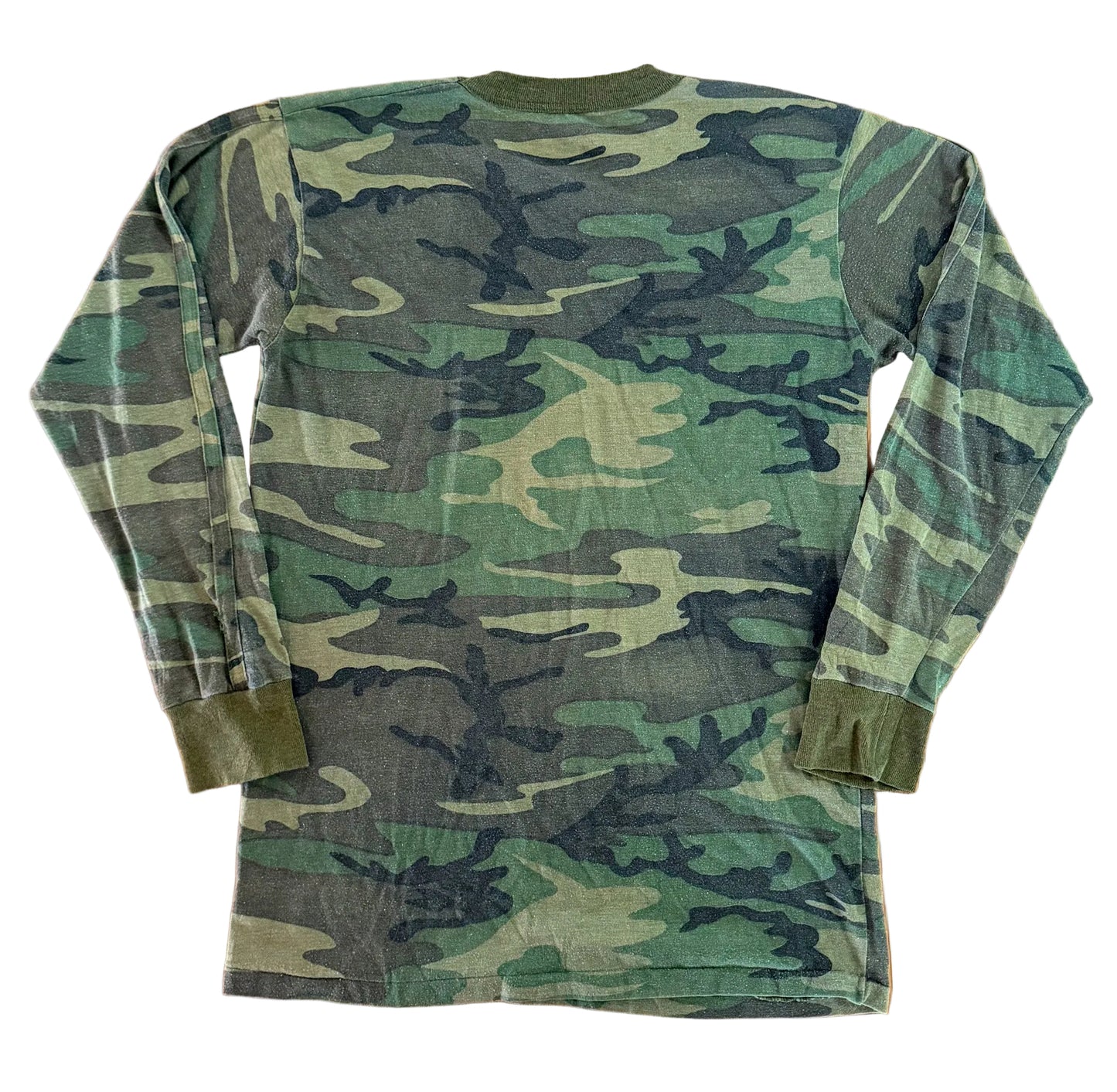 Vintage Woodland Camouflage Long Sleeve Pocket T-Shirt (Single Stitch) – Small