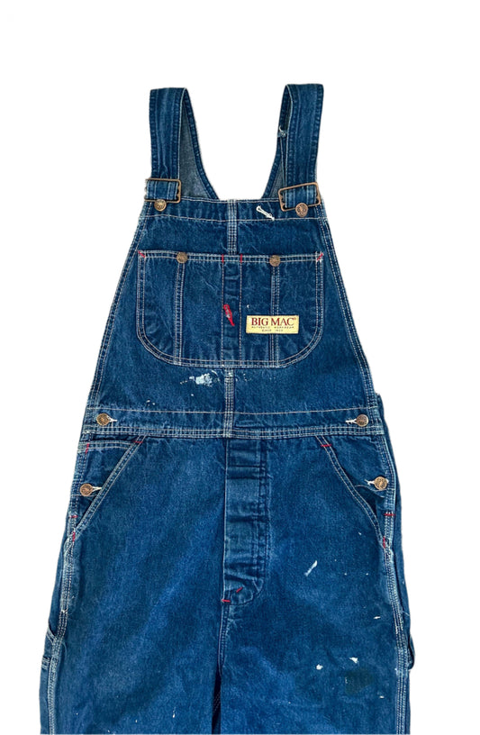 Vintage Big Mac American Work Wear Raw Denim Overalls Large