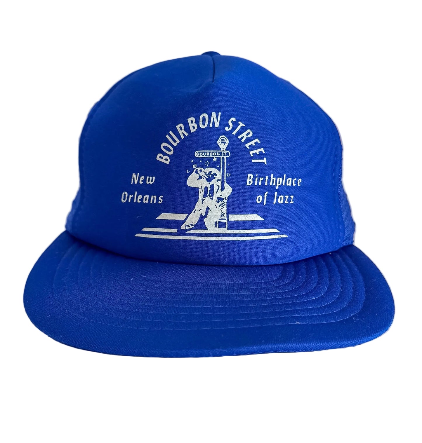Vintage 90s Bourbon Street New Orleans Trucker Cap | Blue Foam Mesh Snapback