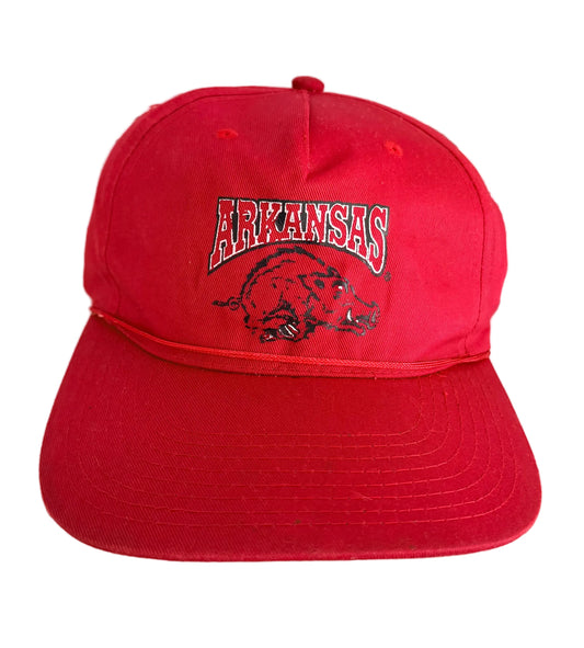 Vintage Arkansas Razorbacks Red Embroidered Snapback Cap