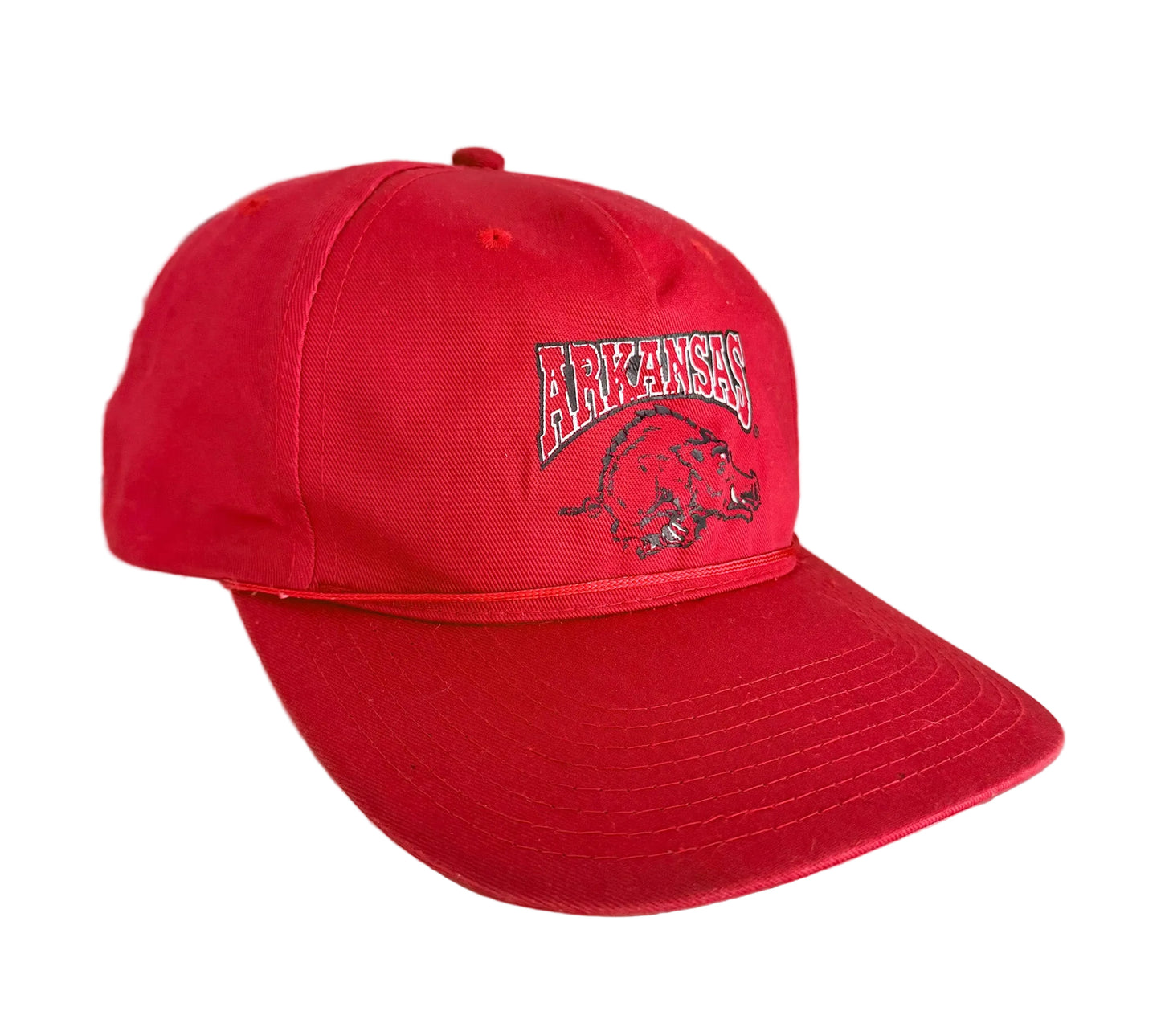 Vintage Arkansas Razorbacks Red Embroidered Snapback Cap