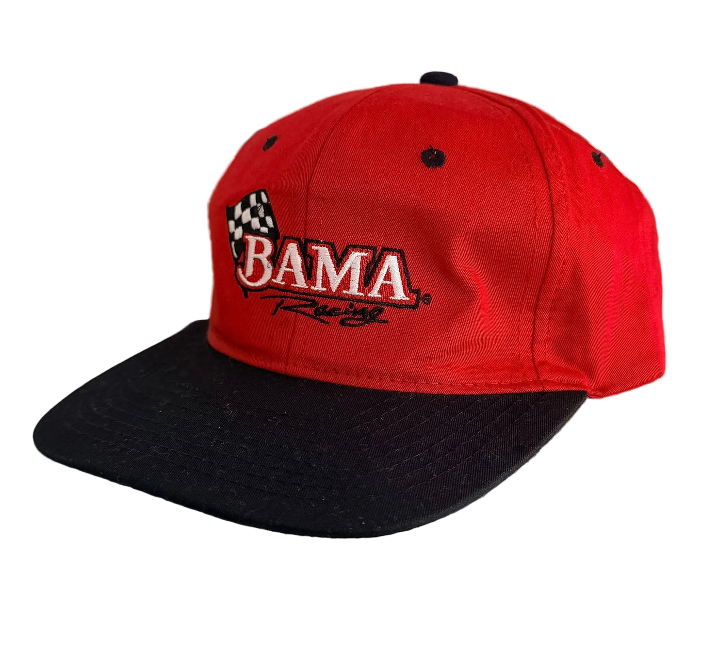Vintage Alabama “BAMA Racing” Embroidered Red & Black Snapback Cap