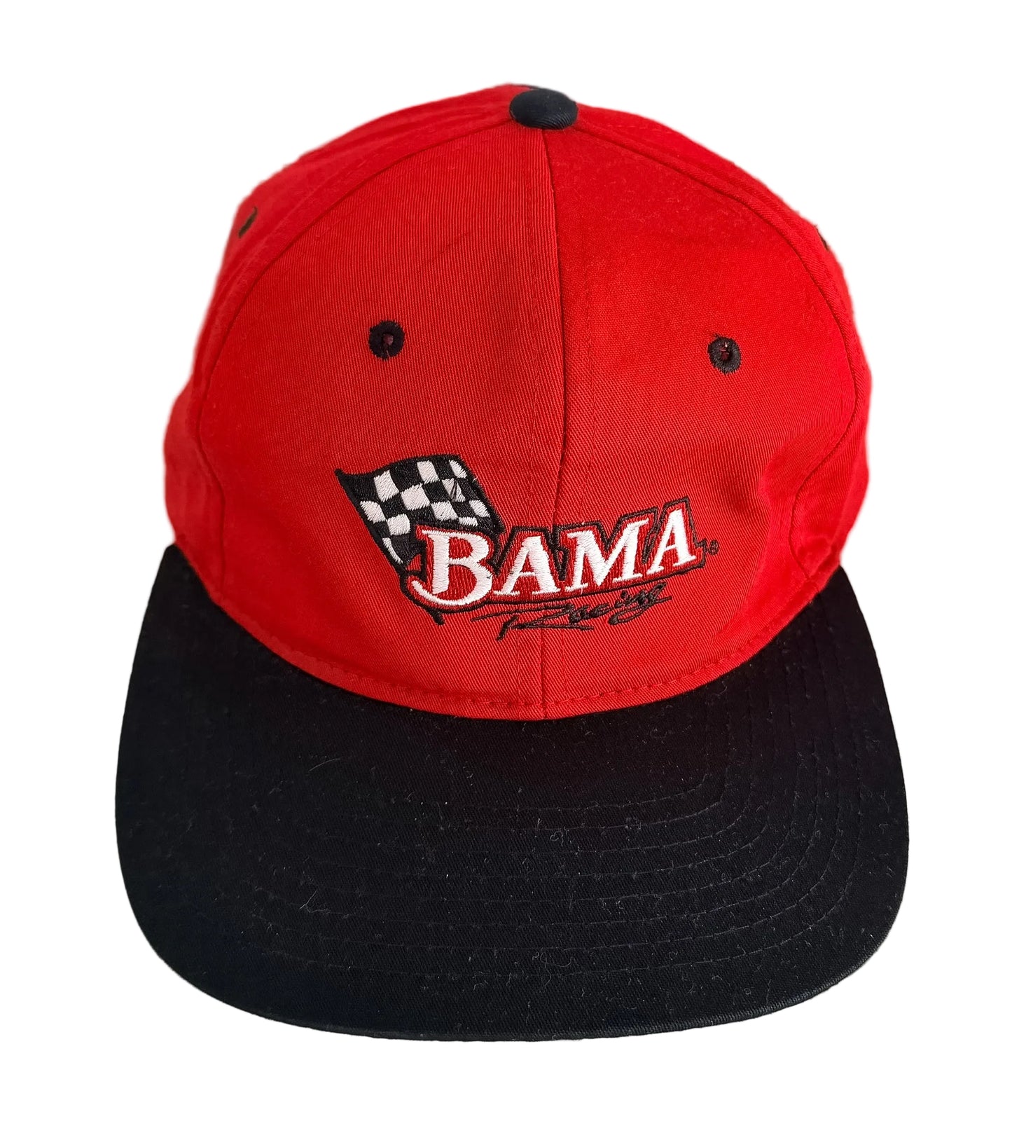 Vintage Alabama “BAMA Racing” Embroidered Red & Black Snapback Cap