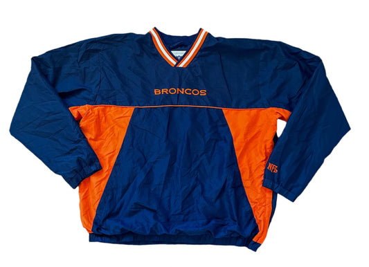 Denver Broncos NFL V-Neck Embroidered Pull Over Jacket Large