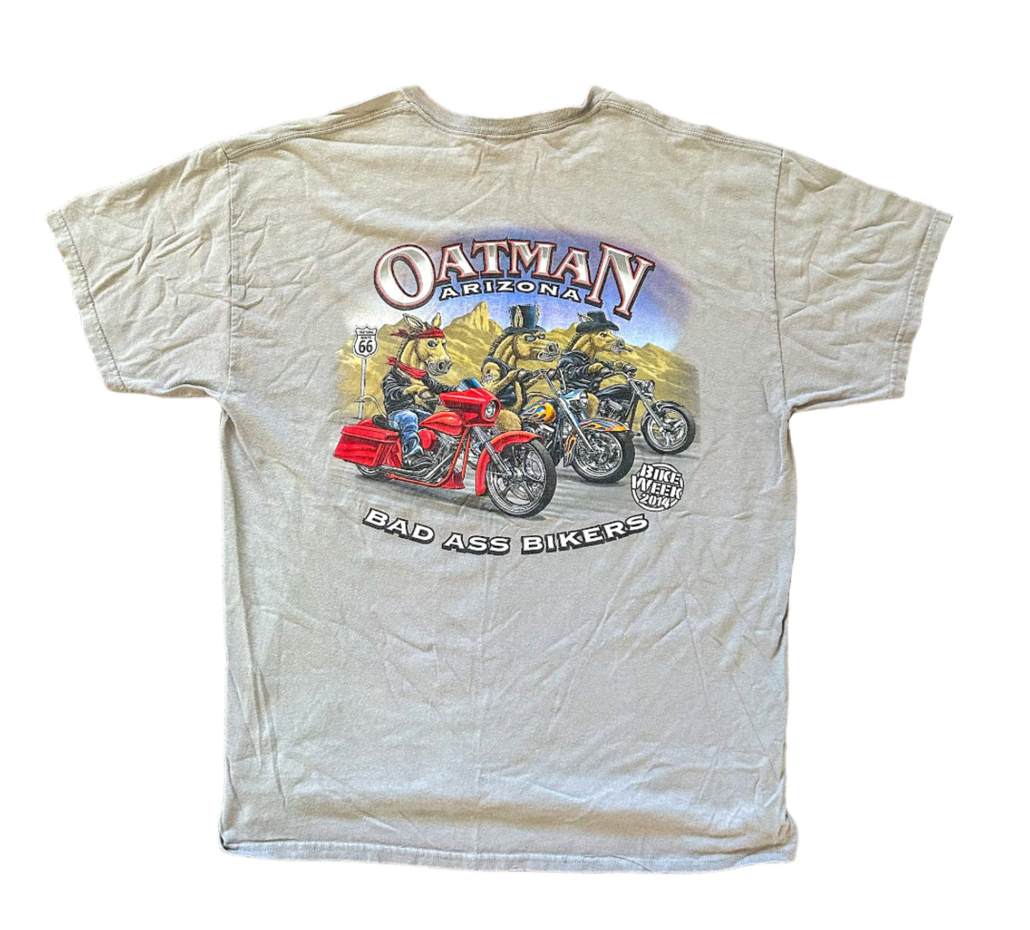 Vintage Arizona Bad Ass Horse Bikers Oatman T-shirt  XL