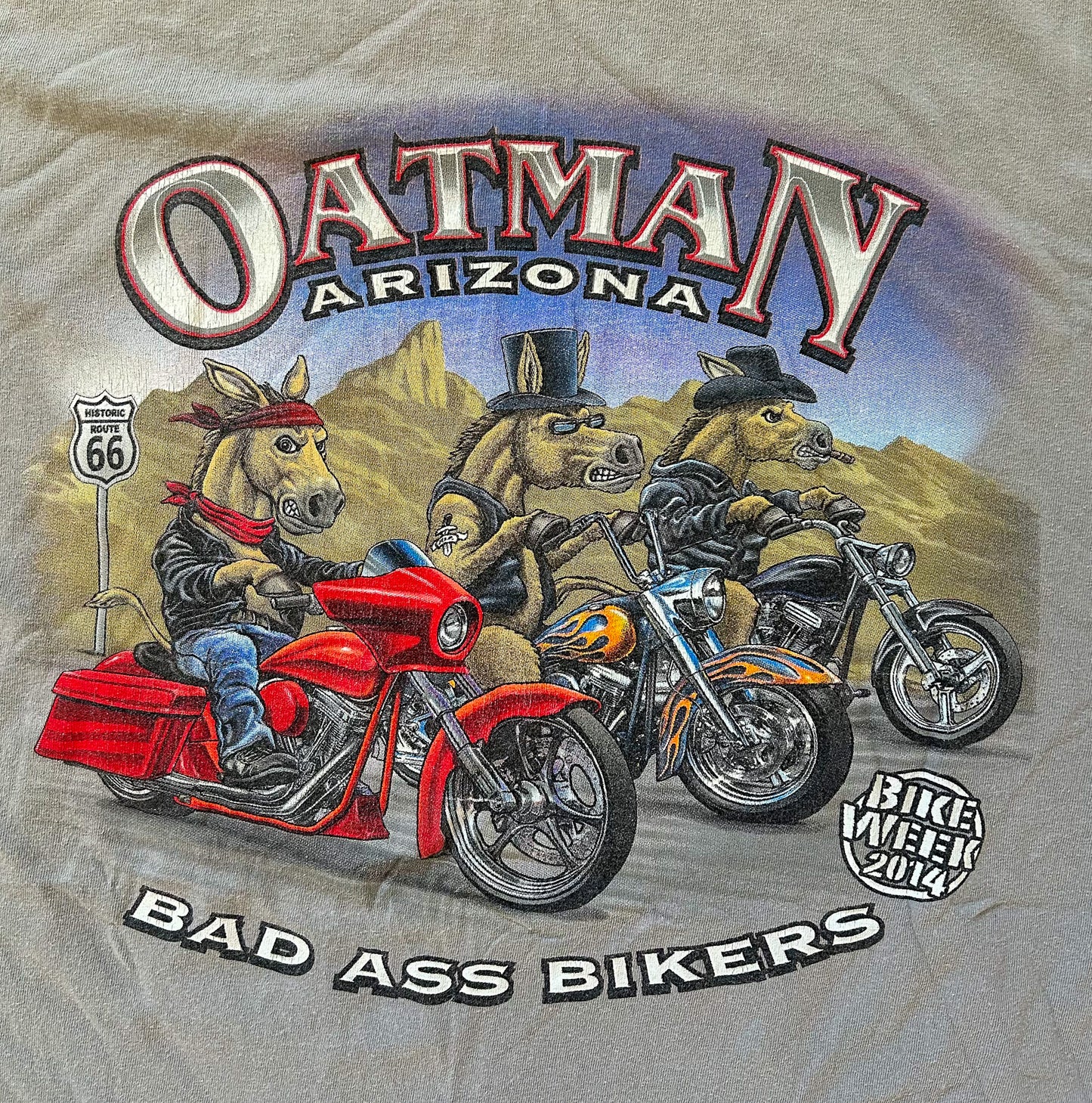 Vintage Arizona Bad Ass Horse Bikers Oatman T-shirt  XL