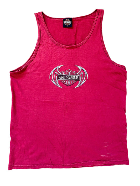 Harley Davidson Los Angeles California Red Cotton Singlet Vest Medium