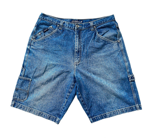 Karl Kani Blue Denim Carpenter Style Jort Shorts 38 Inch Waist Rare