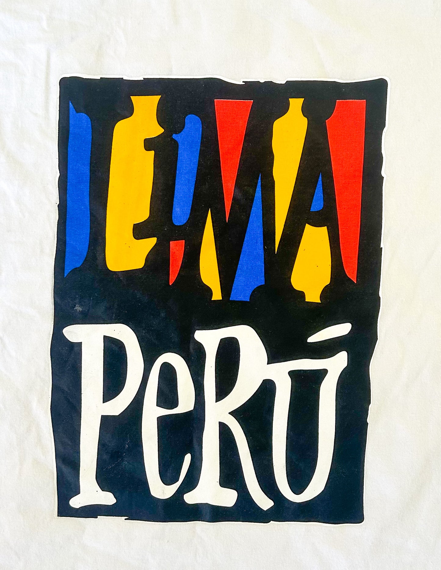 Vintage 1990s Peru Lima White Cotton Active Wear T-shirt Large