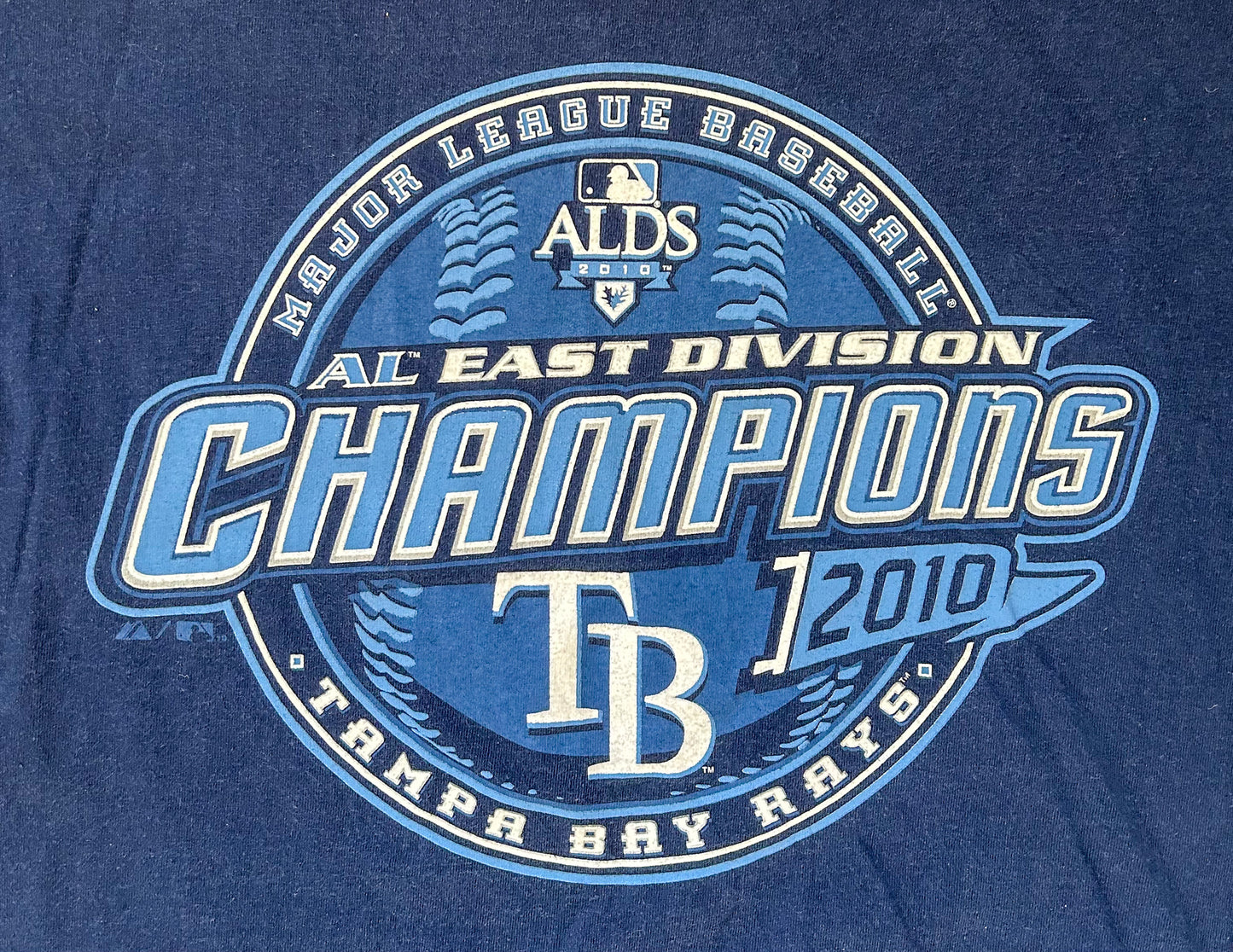 Tampa Bay Rays Eastern Division Champions 2010 Blue Cotton MLB Team T-Shirt Large