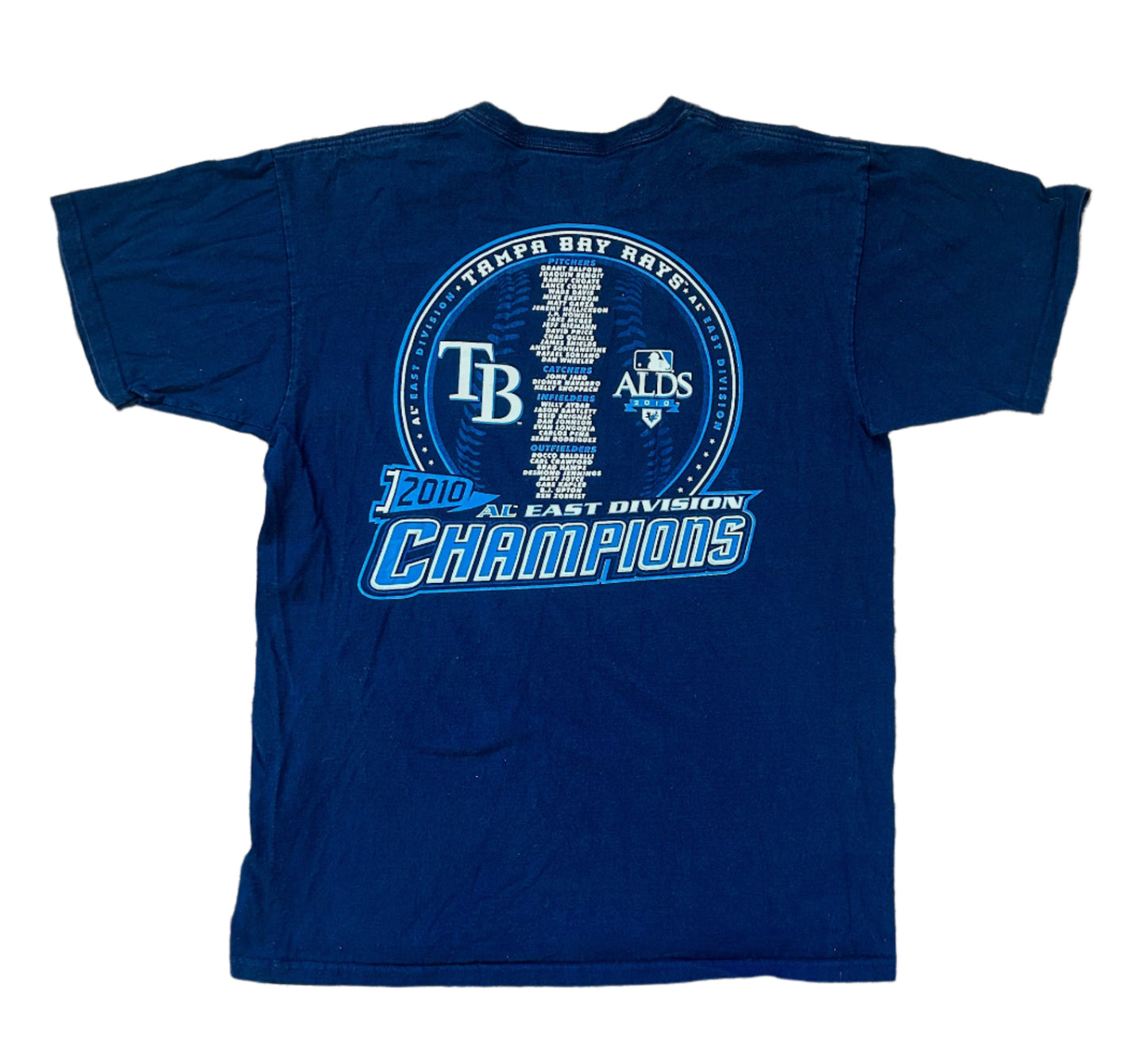 Tampa Bay Rays Eastern Division Champions 2010 Blue Cotton MLB Team T-Shirt Large