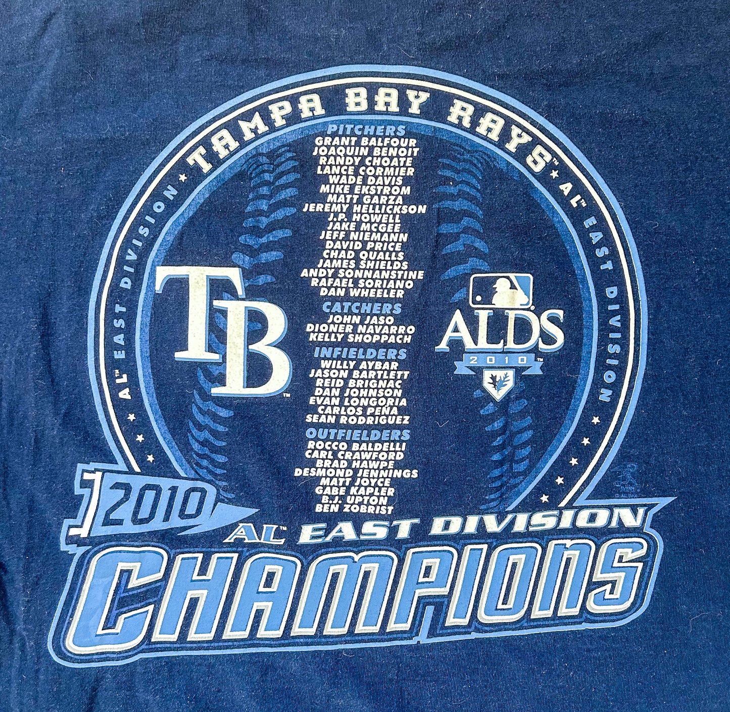 Tampa Bay Rays Eastern Division Champions 2010 Blue Cotton MLB Team T-Shirt Large