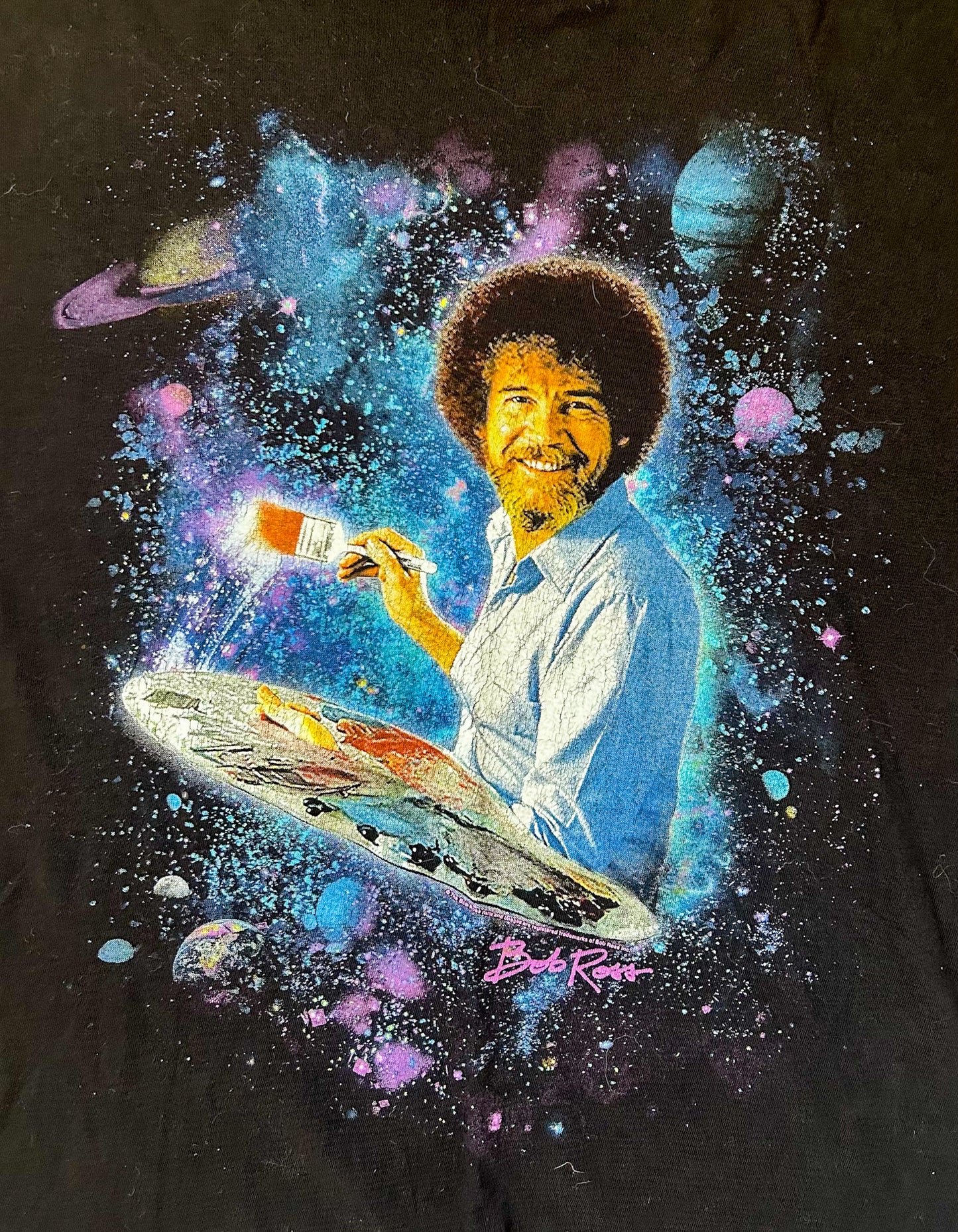 Bob Ross TV Classic Black Cotton Print T-shirt XL