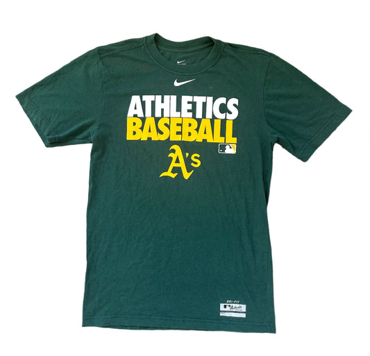 Oakland Athletics MLB Nike Green Cotton Authentic Merch T-shirt Small