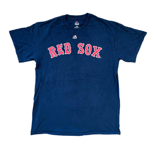 Red Sox Majestic Label MLB Baseball Blue Cotton T-shirt Medium