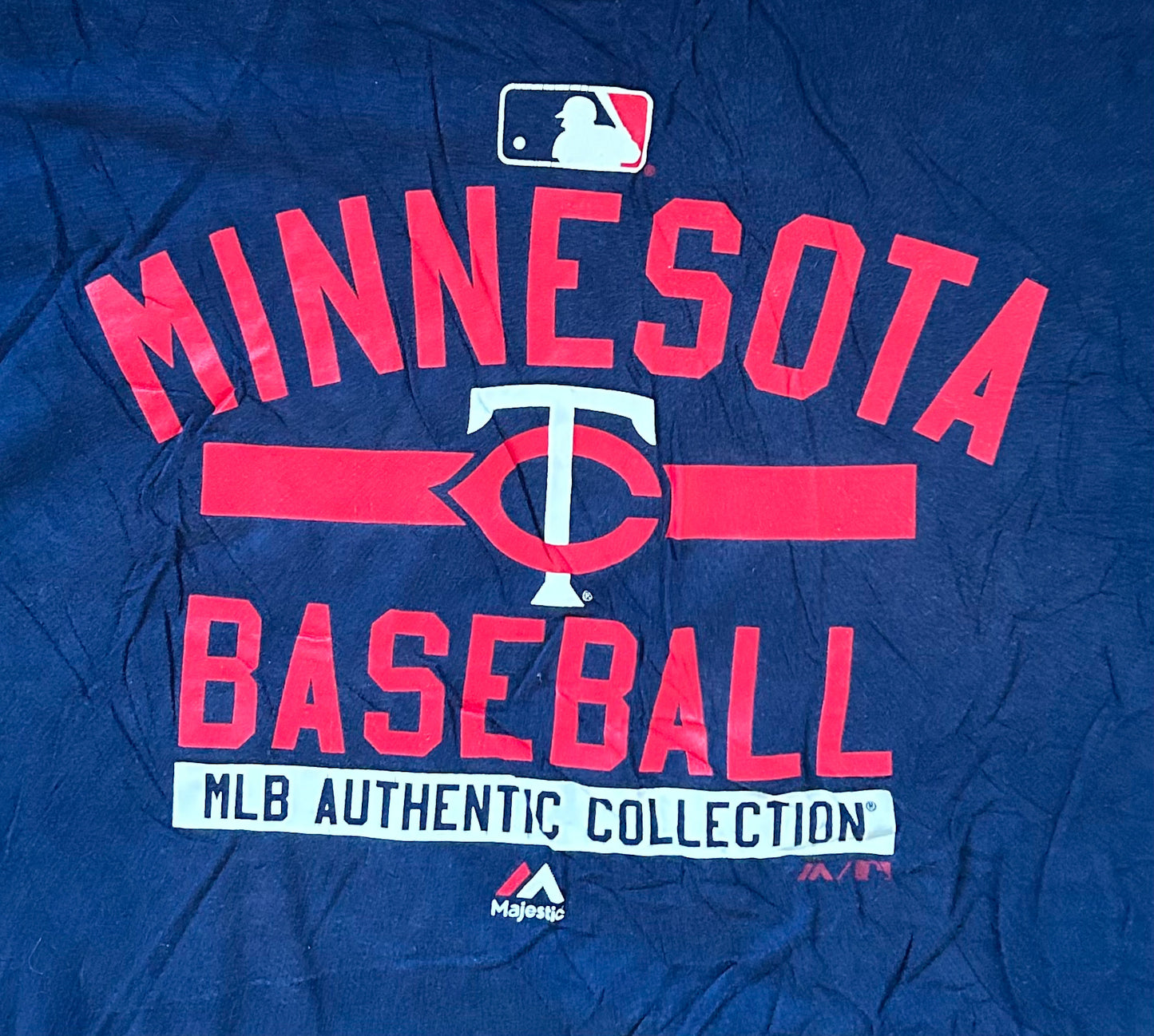 Minnesota Baseball MLB Authentic Majestic Label Blue Cotton T-shirt XL