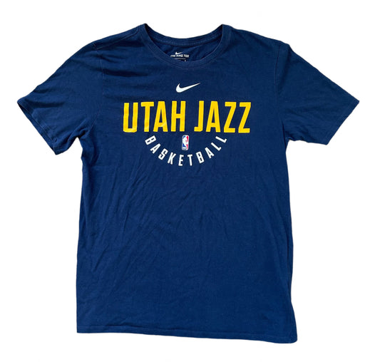 Utah Jazz Basketball Nike N.B.A Navy Blue Cotton T-shirt Large