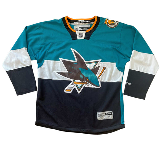 San Jose Sharks Vintage 1990s Reebok NHL Official Licensed Jersey Medium