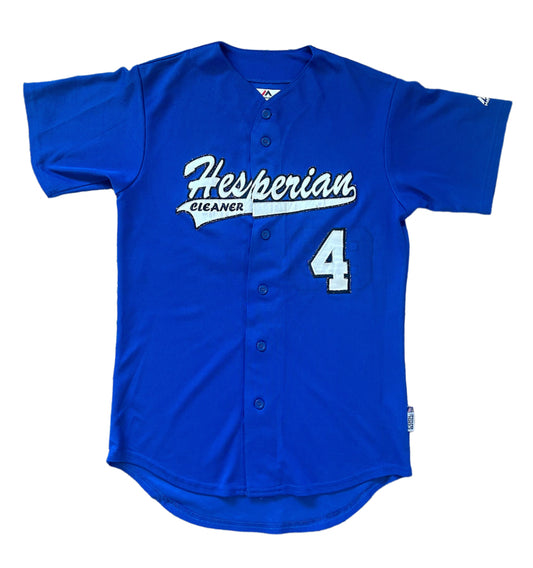 Hesperian Little League Baseball Majestic Jersey Blue Embroidered Number 4 Small