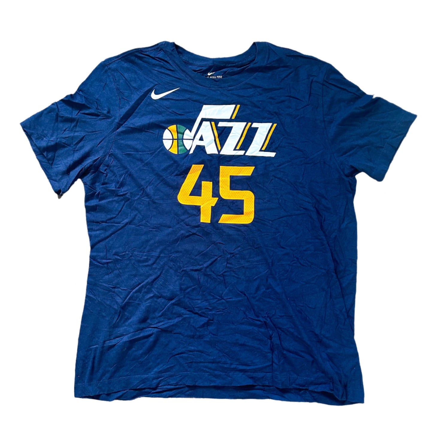 Utah Jazz Nike NBA Mitchell Number 45 Blue Cotton T-shirt XL