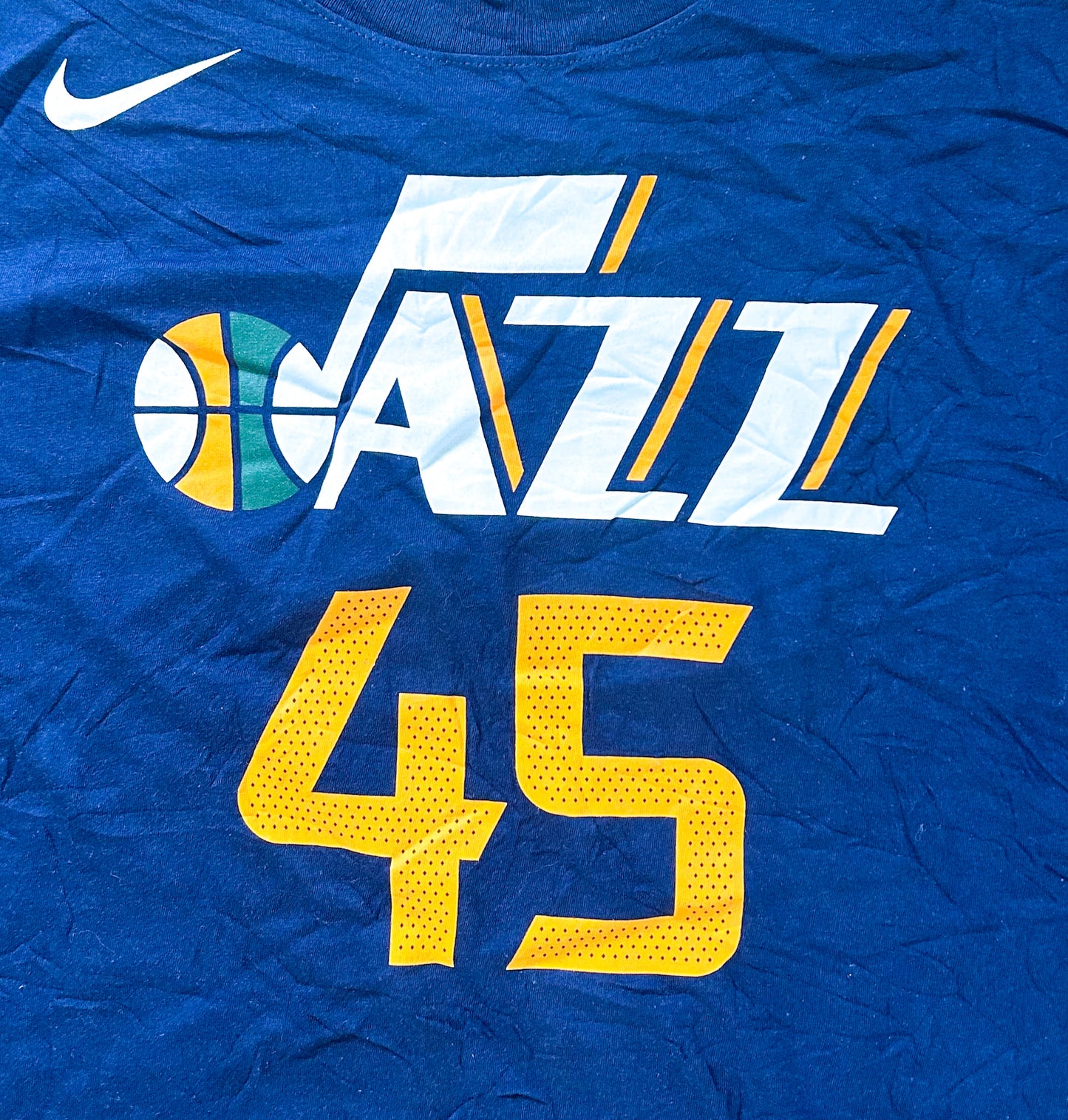 Utah Jazz Nike NBA Mitchell Number 45 Blue Cotton T-shirt XL