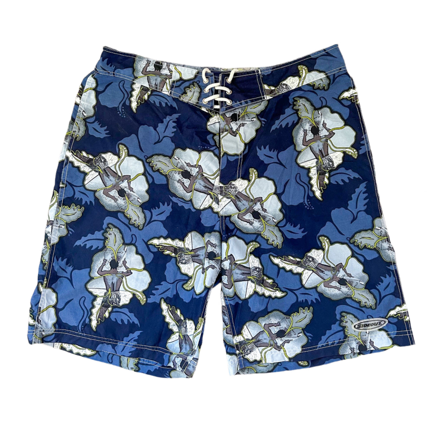 Sideout Vintage 2000s Surf Print Blue Surf Print Boardshorts